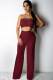 Maroon Fashion Sexy Patchwork Solid Lace Trim Casual Two-piece Pants Set