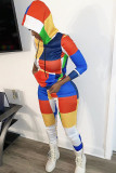 multicolor Chlorine Fashion adult Casual Two Piece Suits Print Patchwork pencil Long Sleeve 