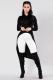Black O Neck Long Sleeve Split Solid