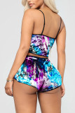 Orange Fashion Sexy Leopard Two Piece Suits Straight Sleeveless Two Pieces