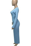 White Casual Solid Patchwork Asymmetrical Collar Straight Dresses