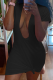 Black Sexy Solid Patchwork V Neck Pencil Skirt Dresses