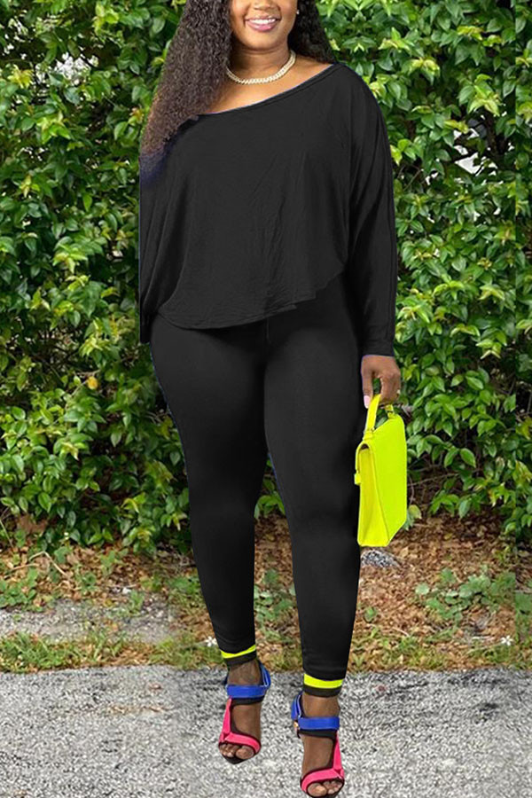 Black Milk Silk Fashion Active adult Ma'am Solid Two Piece Suits pencil Long Sleeve Two Pieces