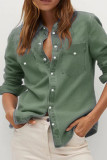 Light Blue Street Solid Turndown Collar Outerwear