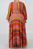 Tangerine Elegant Print Bandage Patchwork V Neck Printed Dress Dresses