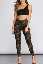Camouflage Drawstring High Print camouflage pencil Pants Bottoms