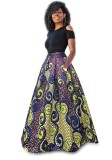As Show-4 Bohemian Brief Cute O-Neck Short Sleeve Fit and Flare Long Two Piece Clothes