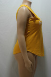 Orange Fashion Sexy adult Ma'am O Neck Letter Print Plus Size