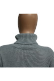 Grey Sexy Solid Two Piece Suits pencil Long Sleeve