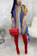Multicolor Sexy Striped Patchwork O Neck Irregular Dress Dresses