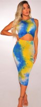 As Show Cute O-Neck Sleeveless Rhitheron drafts.ithers. Middle length skirt Print Dresses