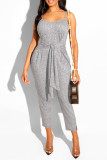 Light Gray Sexy Casual Solid Basic Spaghetti Strap Regular Jumpsuits