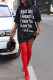 Black England Black Shirt sleeves Short Sleeves O neck Step Skirt Knee-Length Print Character Dresses