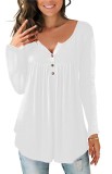 White Regular O-Neck Full Button Solid Regular Tees & T-shirts