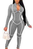 Red Sexy Milk Fiber Solid Patchwork O Neck Skinny Jumpsuits