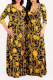 Gold Sexy Print Patchwork V Neck Waist Skirt Dresses