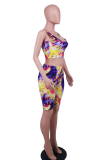 Red Sexy Print Patchwork U Neck Sleeveless Two Pieces