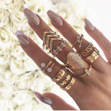 Gold Fashion Simplicity Hollow Thirteen Pieces Rings