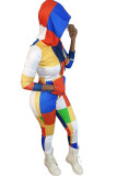 multicolor Chlorine Fashion adult Casual Two Piece Suits Print Patchwork pencil Long Sleeve 
