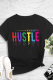 Black Fashion Casual Letter Print Basic O Neck T-Shirts