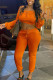 Orange Fashion Sexy adult Ma'am Solid Two Piece Suits pencil Long Sleeve Two Pieces