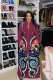 Wine Red Sexy Fashion Long Sleeves V Neck Floor-Length Patchwork 