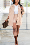 Apricot Sexy Solid Cardigan Turndown Collar Long Sleeve Regular Sleeve Two Pieces