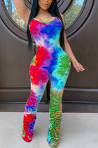 multicolor Fashion Sexy Draped Patchwork Print Sleeveless Slip 