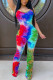 multicolor Fashion Sexy Draped Patchwork Print Sleeveless Slip 