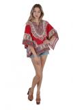 Black Fashion adult Sexy Bat sleeve Half Sleeves O neck Swagger Mini Patchwork Print
