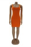 Purple Sexy Casual Letter Hot Drill U Neck Vest Dress