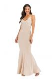 Red Fashion adult Sexy Spaghetti Strap Sleeveless Slip Slim Dress Floor-Length Patchwork Solid
