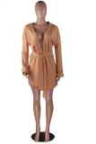 Orange Street Fashion adult Solid Bandage Two Piece Suits Straight Long Sleeve Two-Piece Short S
