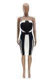 Red Fashion Sexy Patchwork Backless Strapless Sleeveless Dress