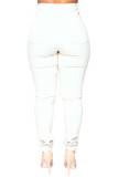 White Broken Holes Denim