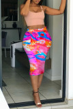 Colour Fashion Casual Print Tie-dye Regular High Waist Skirt