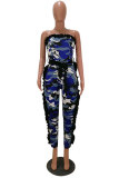 Green Drawstring Mid Patchwork camouflage pencil Pants Jumpsuits & Rompers