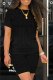 Black Casual Solid Patchwork O Neck Short Sleeve Two Pieces