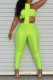Green Yellow Fashion Sexy Solid Backless Strapless Sleeveless Two Pieces
