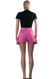 Yellow Denim Button Fly Zipper Fly Mid Solid Straight shorts Shorts