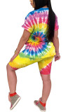 White Fashion Casual adult Ma'am Print Character Two Piece Suits Straight Short Sleeve Two Pieces
