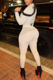 Light Gray Fashion Sportswear Letter Print Patchwork O Neck Long Sleeve Two Pieces