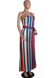 Red Chemical fiber blend Fashion adult Sexy Off The Shoulder Sleeveless Slip Swagger Ankle-Length backle