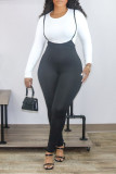 Black Street Print O Neck Long Sleeve Regular Sleeve Two Pieces