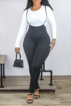 Black Street Print O Neck Long Sleeve Regular Sleeve Two Pieces
