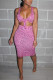 Pink Milk Silk Fashion adult Ma'am OL Dot Two Piece Suits Hip skirt Sleeveless Two Pieces