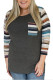 Grey O Neck Long Sleeve Patchwork Long Sleeve Tops