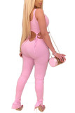 Red Fashion Casual bandage Solid Sleeveless O Neck Jumpsuits