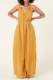 Khaki Casual Solid Patchwork Spaghetti Strap Loose Jumpsuits