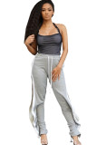 Black Elastic Fly Mid Solid Draped Loose Pants Pants
